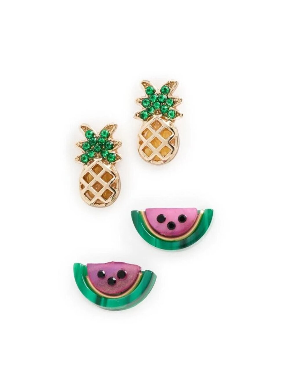 BaubleBar $44 Women's Pineapple And Watermelon Earrings Set NWT!